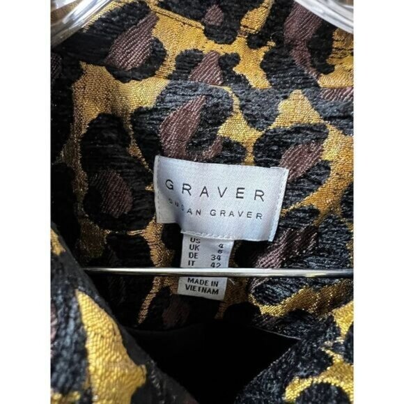 Susan Graver Leopard Print Coat Jacket Buttons Size 4 - Picture 4 of 5